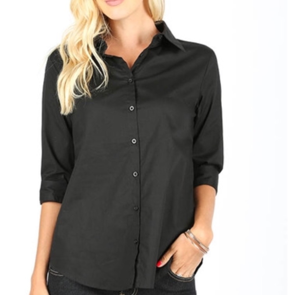 3/4 Sleeve Button Down Shirt
